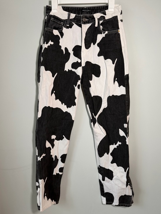 Nasty Gal Pants - Nasty Gal Black and White Cow Print Denim Jeans